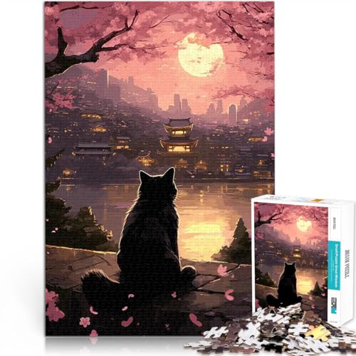 1000-teiliges Puzzle für Erwachsene Denkspiel Die Mondnachtkatze Japan mit vollständig ineinander greifenden, zufällig geformten Teilen70x100cm 1000-teiliges Puzzle für Erwachsene Denkspiel Die Mondnachtkatze Japan mit vollständig ineinander greifenden, zufällig geformten Teilen70x100cm von AITEXI