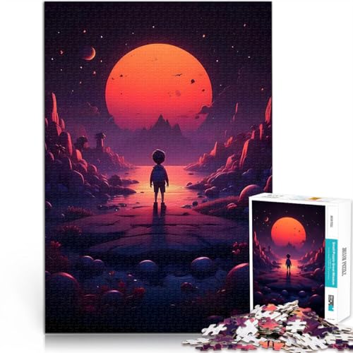1000-teiliges Puzzle für Erwachsene Denkspiel Einsamer Junge unter rotem Mond denn eignet ganze Familie52x38cm 1000-teiliges Puzzle für Erwachsene Denkspiel Einsamer Junge unter rotem Mond denn eignet ganze Familie52x38cm von AITEXI