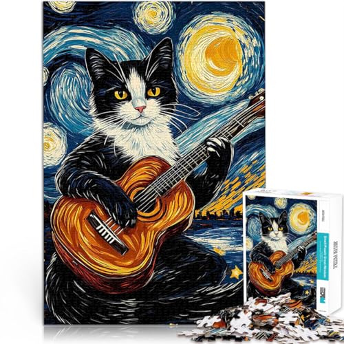 1000-teiliges Puzzle für Erwachsene Denkspiel Katze spielt Gitarre in der Sternennacht Die Liebe zwischen Paaren stärken52x38cm 1000-teiliges Puzzle für Erwachsene Denkspiel Katze spielt Gitarre in der Sternennacht Die Liebe zwischen Paaren stärken52x38cm von AITEXI