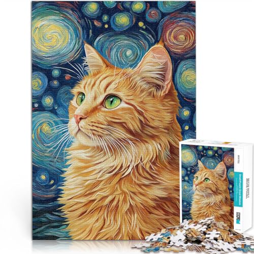 1000-teiliges Puzzle für Erwachsene Denkspiel Orange Katze unter dem Sternenhimmel Einzigartige Geburtstags- und Geschenkideen52x38cm 1000-teiliges Puzzle für Erwachsene Denkspiel Orange Katze unter dem Sternenhimmel Einzigartige Geburtstags- und Geschenkideen52x38cm von AITEXI