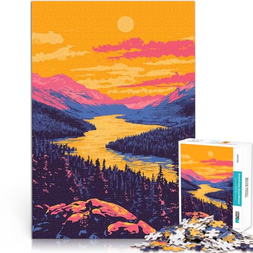 1000-teiliges Puzzle für Erwachsene Denkspiel Retro Synthwave Sonnenuntergang Flusslandschaft Geburtstagsgeschenk, Geschenke38x26cm 1000-teiliges Puzzle für Erwachsene Denkspiel Retro Synthwave Sonnenuntergang Flusslandschaft Geburtstagsgeschenk, Geschenke38x26cm von AITEXI