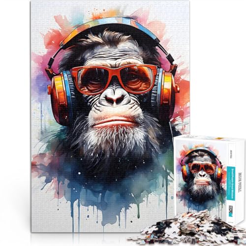 1000-teiliges Puzzle für Erwachsene Denksportaufgabe für AFFE mit Kopfhörer Wanddekoration Einzigartige Geburtstags- und Weihnachtsgeschenke52x38cm 1000-teiliges Puzzle für Erwachsene Denksportaufgabe für AFFE mit Kopfhörer Wanddekoration Einzigartige Geburtstags- und Weihnachtsgeschenke52x38cm von AITEXI