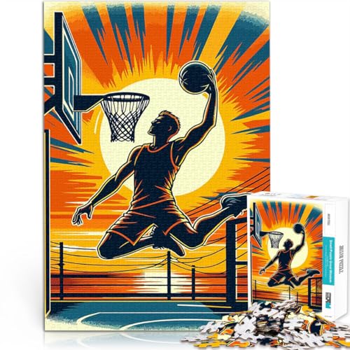 1000-teiliges Puzzle für Erwachsene Denksportaufgabe für Basketball-Sonnenuntergang-Pop-Art Geburtstagsgeschenk, Geschenke, Wandkunst75x50cm 1000-teiliges Puzzle für Erwachsene Denksportaufgabe für Basketball-Sonnenuntergang-Pop-Art Geburtstagsgeschenk, Geschenke, Wandkunst75x50cm von AITEXI