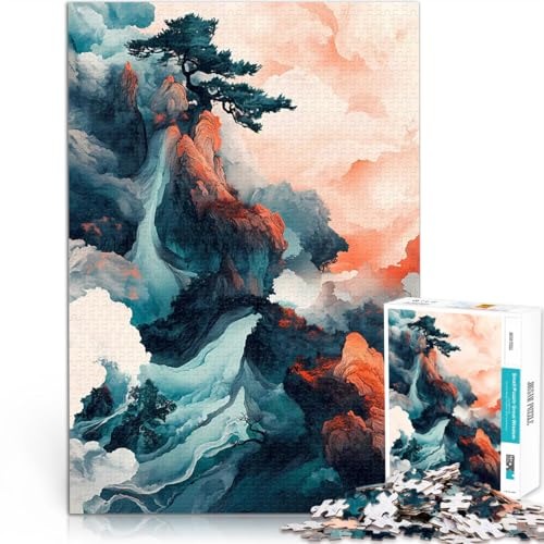 1000-teiliges Puzzle für Erwachsene Entspannungsspiele Berg Traumlandschaft Landschaft Bonsai Wolken Geschenk zum Geburtstag75x50cm von AITEXI