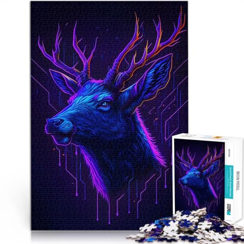 1000-teiliges Puzzle für Erwachsene Geschenke zum Suchbegriff: Herausfordernde Spiele EIN Hirschkopf Wichtelgeschenke52x38cm von AITEXI