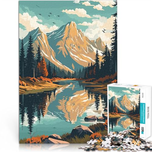 1000-teiliges Puzzle für Erwachsene Herausfordernd Schwierig Retro Berg Vintage eignet ganze Familie70x100cm von AITEXI