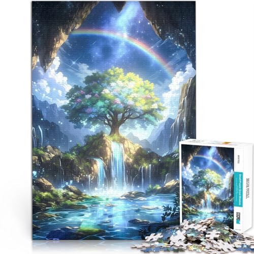 1000-teiliges Puzzle für Erwachsene Herausforderndes Spiel Spiritueller Regenbogenbaum Geburtstagsgeschenk, Geschenke75x50cm von AITEXI