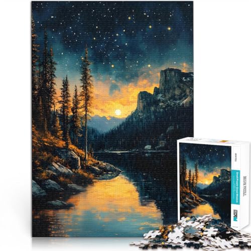 2000-teiliges Puzzle für Erwachsene Intellektuelles Spiel Bergsee Sonnenuntergang Verbessern Sie das Gedächtnis70x100cm von AITEXI