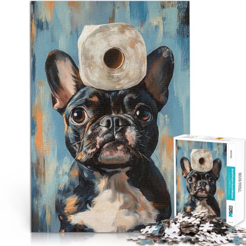 1000-teiliges Puzzle für Erwachsene Intellektuelles Spiel Französische Bulldogge mit Toilettenpapier Heimdekoration52x38cm 1000-teiliges Puzzle für Erwachsene Intellektuelles Spiel Französische Bulldogge mit Toilettenpapier Heimdekoration52x38cm von AITEXI