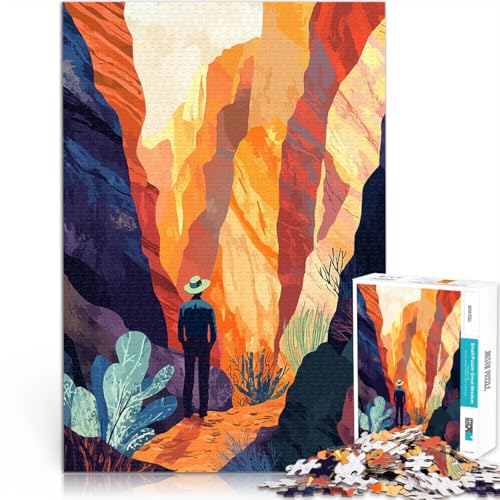 1000-teiliges Puzzle für Erwachsene Lernspiele DIY Spielzeug Canyon Wanderer Inspirierende Kunst Lernspiel für Geburtstag, Weihnachten38x26cm von AITEXI