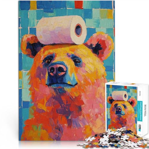 1000-teiliges Puzzle für Erwachsene Pädagogisches Spielzeug zum Stressabbau Bär mit Toilettenpapier für Heimdekoration75x50cm von AITEXI