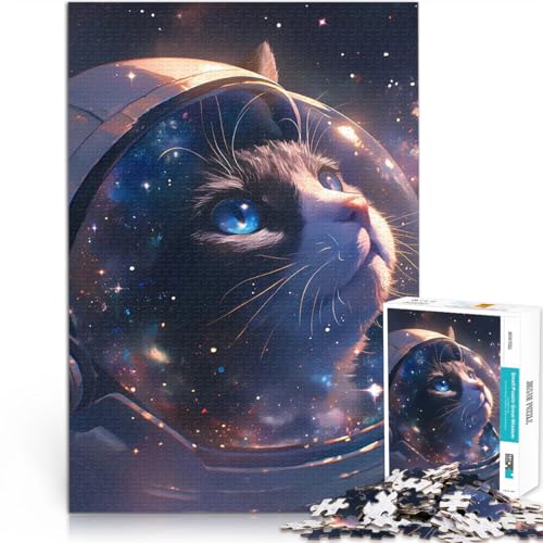 1000-teiliges Puzzle für Erwachsene Pädagogisches Spielzeug zum Stressabbau Katzenastronaut im Weltraum Wichtelgeschenke52x38cm von AITEXI