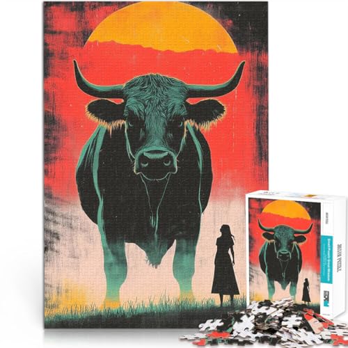 1000-teiliges Puzzle für Erwachsene Pädagogisches Spielzeug zum Stressabbau Riesiger Stier und Frau Geburtstagsgeschenk75x50cm von AITEXI