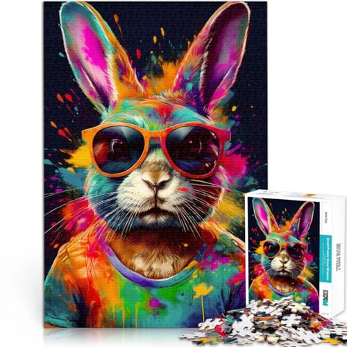 1000-teiliges Puzzle für Erwachsene Quizspiel Cooles Häschen mit Sonnenbrille mit vollständig ineinander greifenden, zufällig geformten Teilen52x38cm 1000-teiliges Puzzle für Erwachsene Quizspiel Cooles Häschen mit Sonnenbrille mit vollständig ineinander greifenden, zufällig geformten Teilen52x38cm von AITEXI