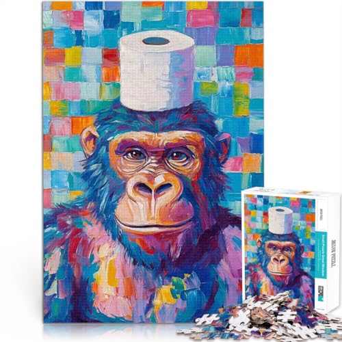1000-teiliges Puzzle für Erwachsene Quizspiel Gorilla mit Toilettenpapierhut mit vollständig ineinander greifenden, zufällig geformten Teilen75x50cm 1000-teiliges Puzzle für Erwachsene Quizspiel Gorilla mit Toilettenpapierhut mit vollständig ineinander greifenden, zufällig geformten Teilen75x50cm von AITEXI