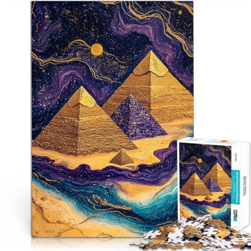 1000-teiliges Puzzle für Erwachsene Quizspiel Kosmische goldene Pyramiden Wüstenaura-Kunst einzigartiges Herausforderungsspiel38x26cm 1000-teiliges Puzzle für Erwachsene Quizspiel Kosmische goldene Pyramiden Wüstenaura-Kunst einzigartiges Herausforderungsspiel38x26cm von AITEXI
