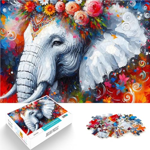 1000-teiliges Puzzle für Erwachsene Quizspiel Majestätischer blühender Elefant aus Acryl Geburtstagsgeschenk, Geschenke, Wandkunst38x26cm 1000-teiliges Puzzle für Erwachsene Quizspiel Majestätischer blühender Elefant aus Acryl Geburtstagsgeschenk, Geschenke, Wandkunst38x26cm von AITEXI