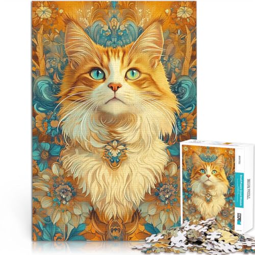 1000-teiliges Puzzle für Erwachsene Quizspiel Orange getigerte Katze mit Blumenhintergrund Einzigartige Geburtstags- und Geschenkideen38x26cm 1000-teiliges Puzzle für Erwachsene Quizspiel Orange getigerte Katze mit Blumenhintergrund Einzigartige Geburtstags- und Geschenkideen38x26cm von AITEXI