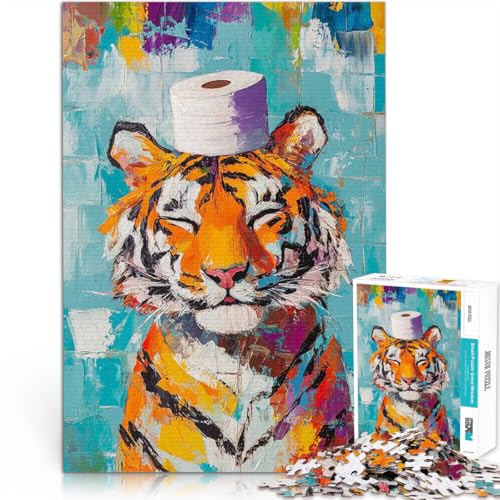 1000-teiliges Puzzle für Erwachsene Quizspiel Tiger mit Toilettenpapierhut denn eignet ganze Familie52x38cm 1000-teiliges Puzzle für Erwachsene Quizspiel Tiger mit Toilettenpapierhut denn eignet ganze Familie52x38cm von AITEXI