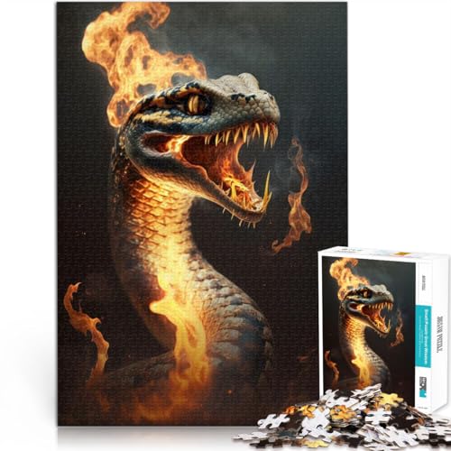 1000-teiliges Puzzle für Erwachsene Spielspielzeug Schlange mit Feuer Einzigartige Wohndekoration und Geschenke52x38cm von AITEXI