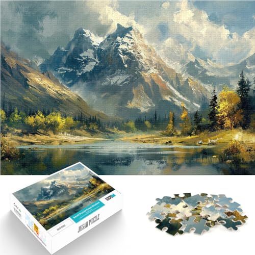 1000-teiliges Puzzle für Erwachsene Spielzeug-Intellektuelles Spiel Bergseelandschaft Verbessern Sie das Gedächtnis75x50cm von AITEXI