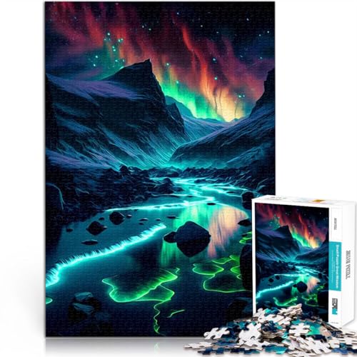 1000-teiliges Puzzle für Erwachsene Spielzeug Lernspiele Stressabbau Aurora-Landschaft Wunschliste mit dem Weihnachtsmann75x50cm von AITEXI