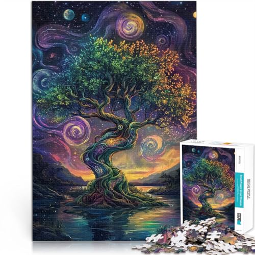 1000-teiliges Puzzle für Erwachsene Spielzeug Lernspiele Stressabbau Baum unter dem Planeten Verbessern Sie das Gedächtnis38x26cm von AITEXI