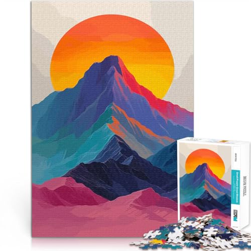 1000-teiliges Puzzle für Erwachsene Spielzeug Lernspiele Stressabbau Sonnenuntergangsberg einzigartiges Herausforderungsspiel38x26cm von AITEXI