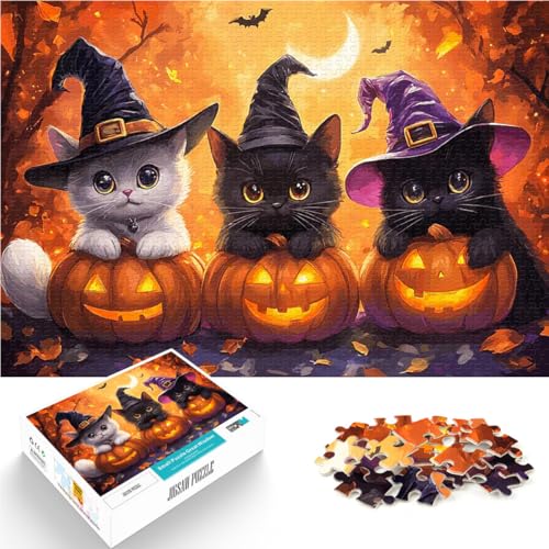 1000-teiliges Puzzle für Erwachsene Spielzeug für die ganze Familie Halloween Hexenkatzen Verbessern Sie das Gedächtnis75x50cm von AITEXI