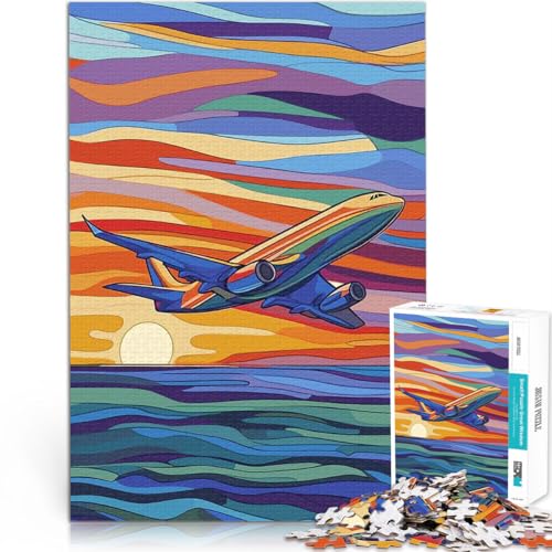 1000-teiliges Puzzle für Erwachsene Stressabbau Jet-Flug bei Sonnenuntergang mit vollständig ineinander greifenden, zufällig geformten Teilen75x50cm 1000-teiliges Puzzle für Erwachsene Stressabbau Jet-Flug bei Sonnenuntergang mit vollständig ineinander greifenden, zufällig geformten Teilen75x50cm von AITEXI