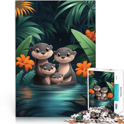 1000-teiliges Puzzle für Erwachsene Stressabbau-Spielzeug Otterfamilie im Dschungel Verbessern Sie das Gedächtnis75x50cm von AITEXI
