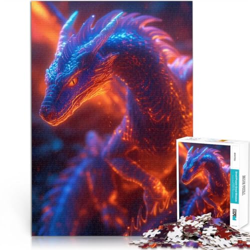 1000-teiliges Puzzle für Erwachsene Stressabbau-Spielzeug fantastischer Neondrache Geburtstagsgeschenk, Geschenke75x50cm von AITEXI