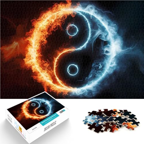 1000-teiliges Puzzle für Erwachsene für Lernspiel-Herausforderungsspielzeug Feuer und EIS Yin Yang Lernspiel für Geburtstag, Weihnachten52x38cm von AITEXI