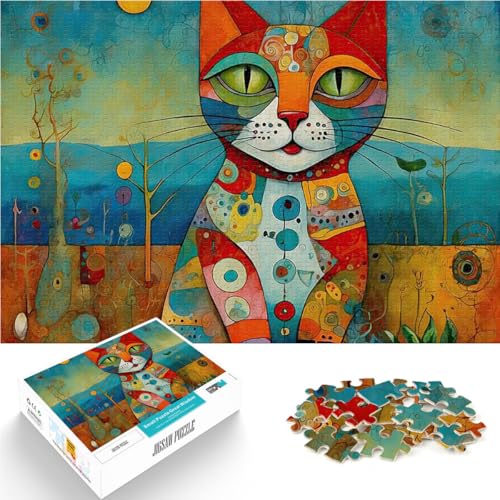 1000-teiliges Puzzle für Erwachsene für Lernspiel-Herausforderungsspielzeug Lebendiges Katzengemälde Wanddekoration75x50cm von AITEXI