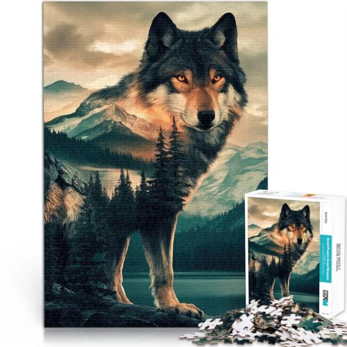 1000-teiliges Puzzle für Teenager Analyse und Logik Doppelbelichtung von Wolf und Berg Wunschliste mit dem Weihnachtsmann52x38cm 1000-teiliges Puzzle für Teenager Analyse und Logik Doppelbelichtung von Wolf und Berg Wunschliste mit dem Weihnachtsmann52x38cm von AITEXI