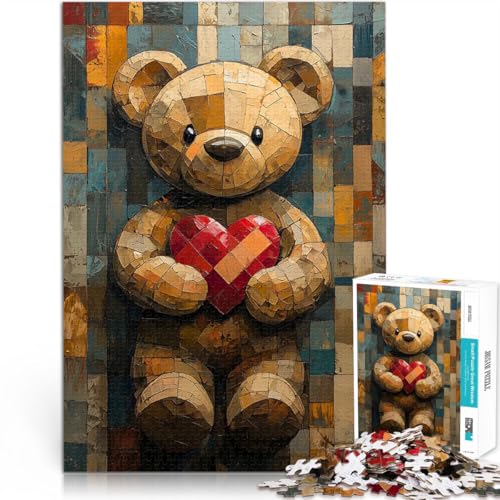 1000-teiliges Puzzle für Teenager Denkspiel Teddybär mit Herz im Buntglas-Stil Wanddekoration Einzigartige Geburtstags- und Weihnachtsgeschenke38x26cm 1000-teiliges Puzzle für Teenager Denkspiel Teddybär mit Herz im Buntglas-Stil Wanddekoration Einzigartige Geburtstags- und Weihnachtsgeschenke38x26cm von AITEXI