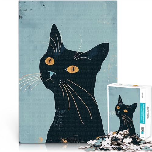 1000-teiliges Puzzle für Teenager Familienspiel zum Stressabbau, schwierige Herausforderung Katze Moderne Kunst für Heimdekoration52x38cm von AITEXI