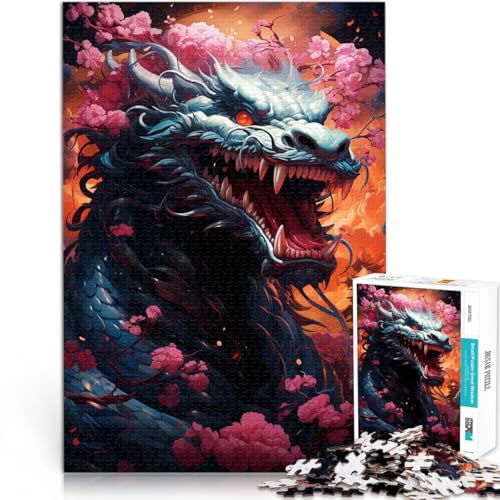 1000-teiliges Puzzle für Teenager Herausforderndes Spiel Japanischer Drache Japan mit vollständig ineinander greifenden, zufällig geformten Teilen75x50cm von AITEXI