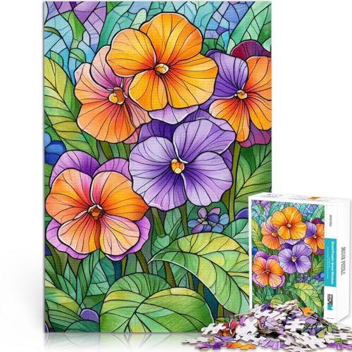 1000-teiliges Puzzle für Teenager Herausforderndes Spiel Stiefmütterchen aus Buntglas Wunschliste mit dem Weihnachtsmann75x50cm von AITEXI