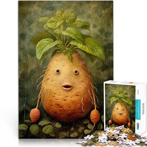 1000-teiliges Puzzle für Teenager Herausforderndes Spiel Wunderliche Kartoffel im Garten mit passendem Poster und Quizblatt38x26cm von AITEXI