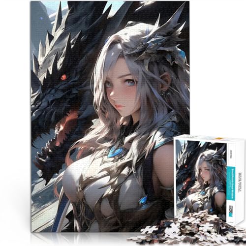 1000-teiliges Puzzle für Teenager Lernspiel-Herausforderungsspielzeug Drachenkriegerin Geeignet für die Schreibtischdekoration38x26cm von AITEXI
