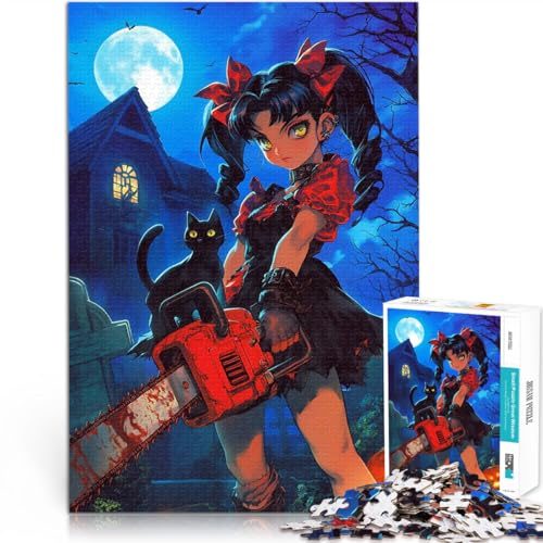 1000-teiliges Puzzle für Teenager Lernspiele DIY Spielzeug Anime-Mädchen mit Kettensäge Geeignet für die Schreibtischdekoration52x38cm von AITEXI