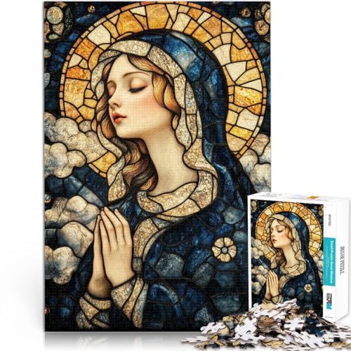 1000-teiliges Puzzle für Teenager Lernspiele Heimdekoration Glasmalerei Jungfrau Maria Lernspiel für Geburtstag, Weihnachten75x50cm 1000-teiliges Puzzle für Teenager Lernspiele Heimdekoration Glasmalerei Jungfrau Maria Lernspiel für Geburtstag, Weihnachten75x50cm von AITEXI