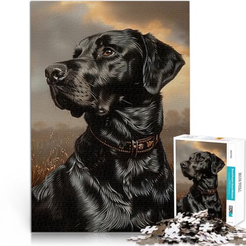 1000-teiliges Puzzle für Teenager Lernspiele Heimdekoration Schwarzes Labrador-Porträt Lernspiel für Geburtstag, Weihnachten75x50cm 1000-teiliges Puzzle für Teenager Lernspiele Heimdekoration Schwarzes Labrador-Porträt Lernspiel für Geburtstag, Weihnachten75x50cm von AITEXI