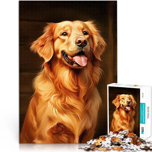 1000-teiliges Puzzle für Teenager Lernspielzeug für die ganze Familie Golden Retriever-Porträt einzigartiges Herausforderungsspiel52x38cm 1000-teiliges Puzzle für Teenager Lernspielzeug für die ganze Familie Golden Retriever-Porträt einzigartiges Herausforderungsspiel52x38cm von AITEXI