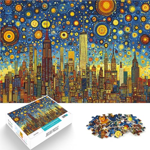 1000-teiliges Puzzle für Teenager Pädagogisches Spielzeug zum Stressabbau Sternennacht NYC Verbessern Sie das Gedächtnis70x100cm von AITEXI