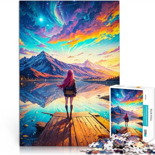 1000-teiliges Puzzle für Teenager Quizspiel Anime-Mädchen blickt auf Sonnenuntergangsberge Künstlersammlung, Bildende Kunst52x38cm 1000-teiliges Puzzle für Teenager Quizspiel Anime-Mädchen blickt auf Sonnenuntergangsberge Künstlersammlung, Bildende Kunst52x38cm von AITEXI