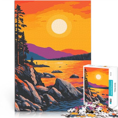 1000-teiliges Puzzle für Teenager Quizspiel Lake Tahoe Sonnenuntergang Minimalistische Kunst Einzigartige Geburtstags- und Geschenkideen52x38cm 1000-teiliges Puzzle für Teenager Quizspiel Lake Tahoe Sonnenuntergang Minimalistische Kunst Einzigartige Geburtstags- und Geschenkideen52x38cm von AITEXI