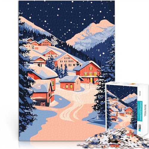 1000-teiliges Puzzle für Teenager Quizspiel Snowy Mountain Village minimalistische Kunst Illustration Eltern-Kind-Interaktion75x50cm 1000-teiliges Puzzle für Teenager Quizspiel Snowy Mountain Village minimalistische Kunst Illustration Eltern-Kind-Interaktion75x50cm von AITEXI