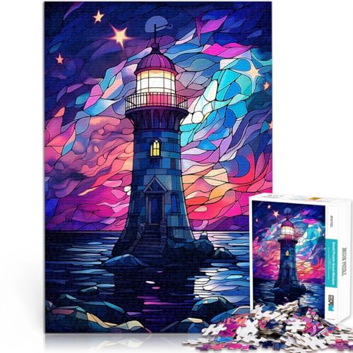 1000-teiliges Puzzle für Teenager Spiele Spielzeug Geschenk Leuchtturm in Buntglas Lernspiel für Geburtstag, Weihnachten75x50cm 1000-teiliges Puzzle für Teenager Spiele Spielzeug Geschenk Leuchtturm in Buntglas Lernspiel für Geburtstag, Weihnachten75x50cm von AITEXI